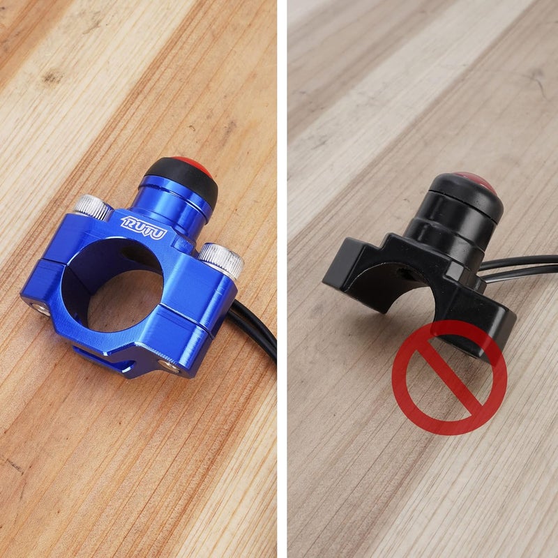 RUTU CNC Universal Motorcycle Engine Stop Start Kill Switch Button with Mounting Backplate for KLX450 KLX250 KLX110 CR125 CRF250 CRF450 XR250 ATV,Dirt Pit Bike,Scooter,Quad - Blue - Image 3